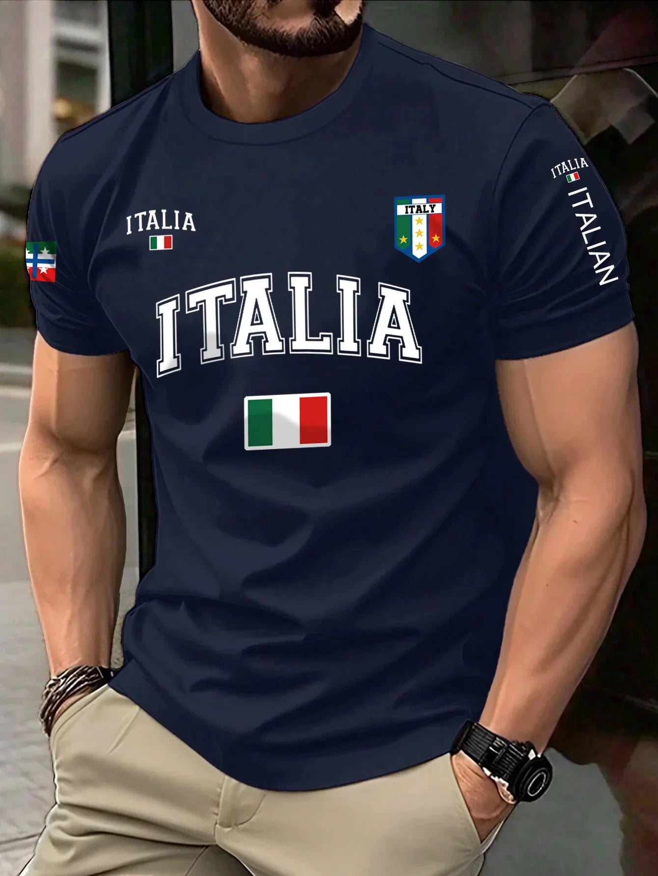 T-Shirt Uomo Manica Corta Italia Tops Maglietta Camicia Maglia Italy
