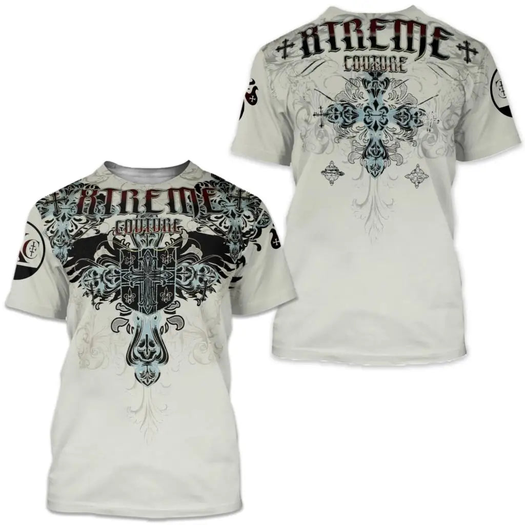 Männer Metal Skull 3D Print T-Shirt Rundhals Unisex Sommer Streetwear Shirt Top