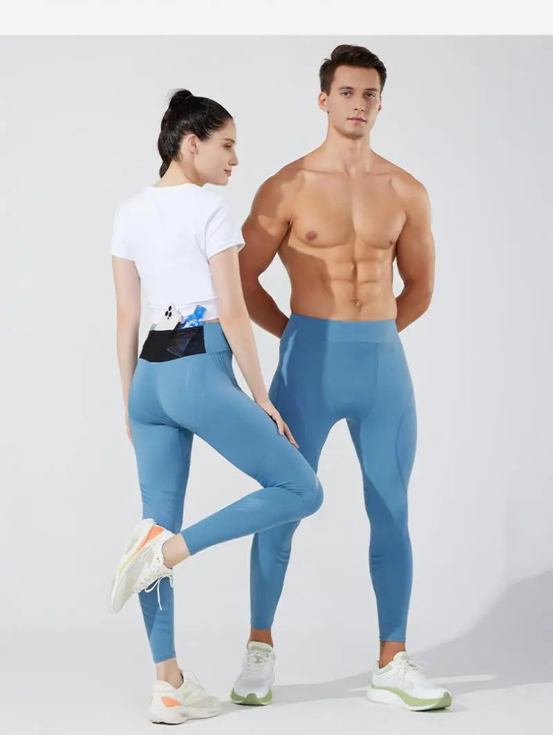 (S-2XL) Herren-Lauf-Kompressionsstrumpfhose, hochelastisch, schnell trocknend, Trainingshose mit Netztasche auf der Rückseite, Fitnessstudio, Training, enge Sporthose