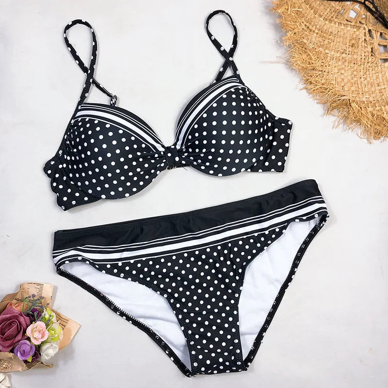 Damen Bademode Böhmisch Brasilianischer Bikini Set Sexy Push Up Tanga Badeanzug