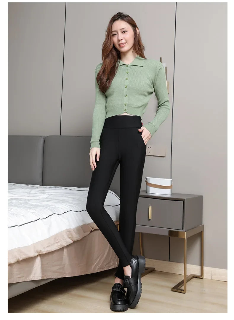 Frauen Hose Winter Leggins Warm Thermohose Innenfleece Leggings Strumpfhose