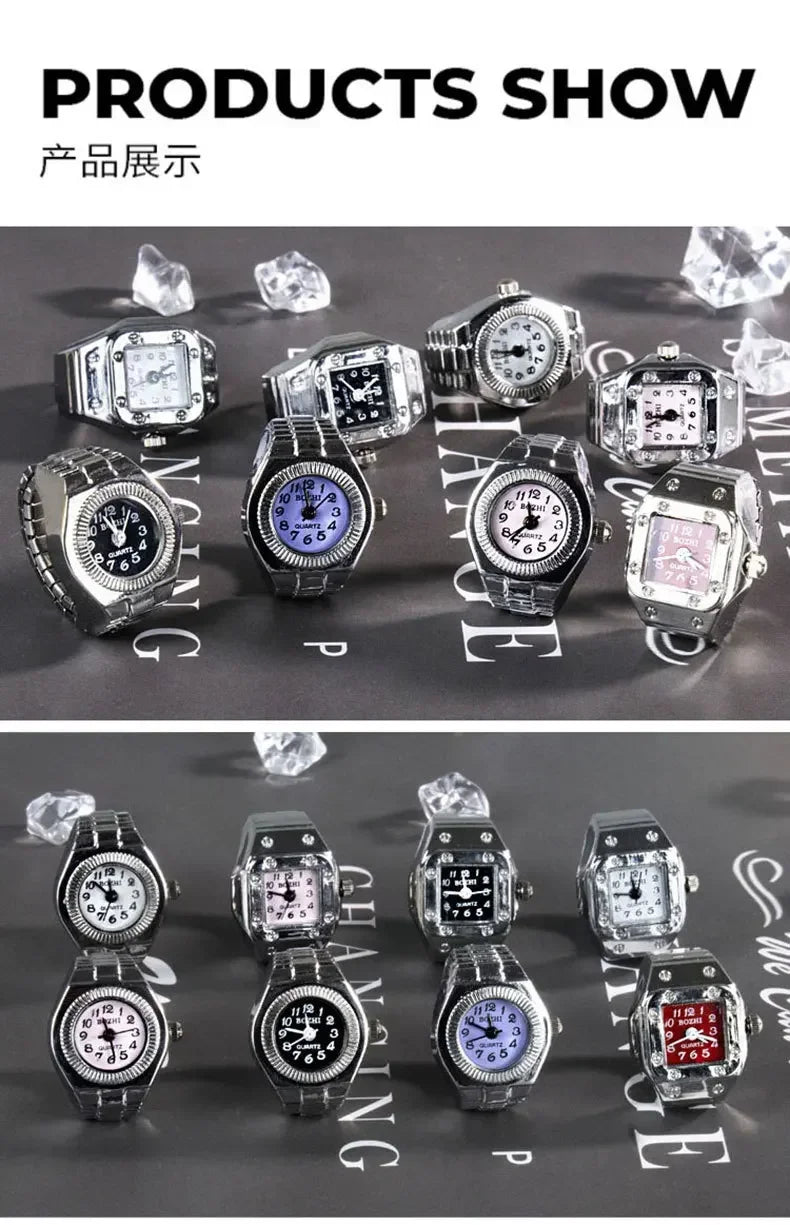 Fashion Fingeruhr Ringuhr Punk Finger Mini Uhr Quarzuhr Ring Herren Damen