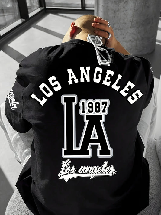 Herren T-Shirt Los Angeles Shirt Rundhals Streetwear Tank Top Hemd Polohemd