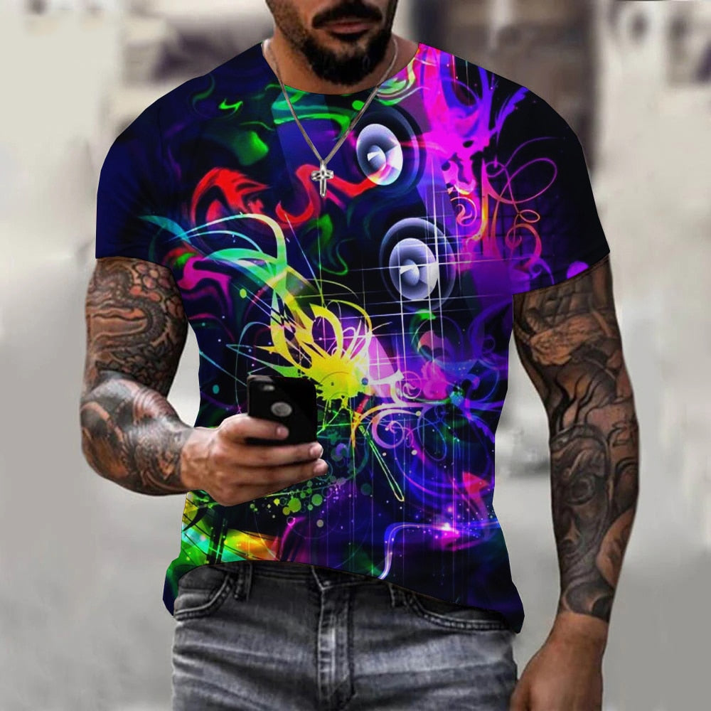 Herren Fashion Vintage 3D T-Shirt Rundhals Unisex Sommer Streetwear