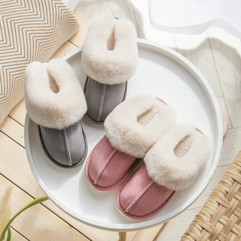 Damen Hausschuhe Pantoffeln Winterschuhe Plüsch Samt Slippers Wärme Gefütterte