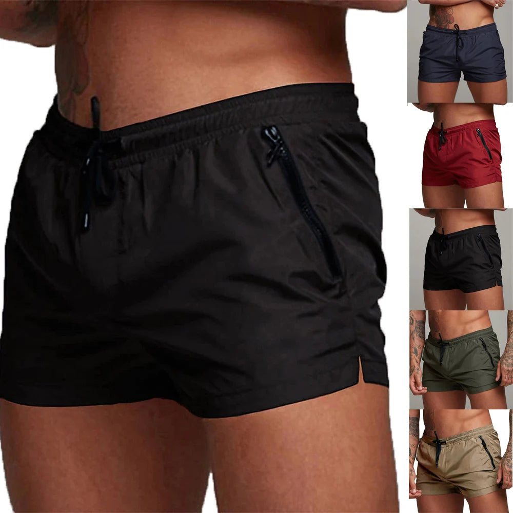 Herren-Badehose mit Reißverschlusstaschen, Netzfutter, Sommer-Strand-Boardshorts, schnell trocknend, zum Schwimmen, Badeanzug, Badebekleidung