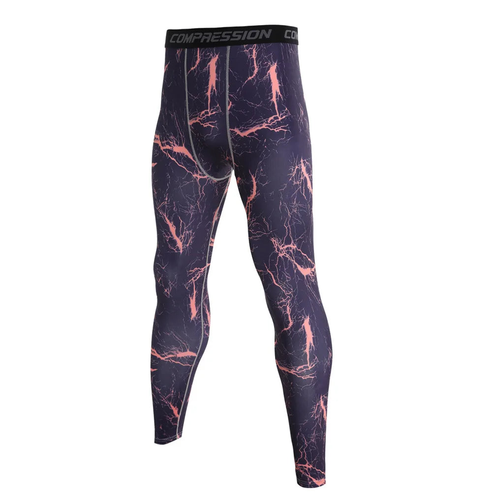 Pantaloni a Compressione da Uomo Leggings Calcio Corsa Palestra Leggins Calza