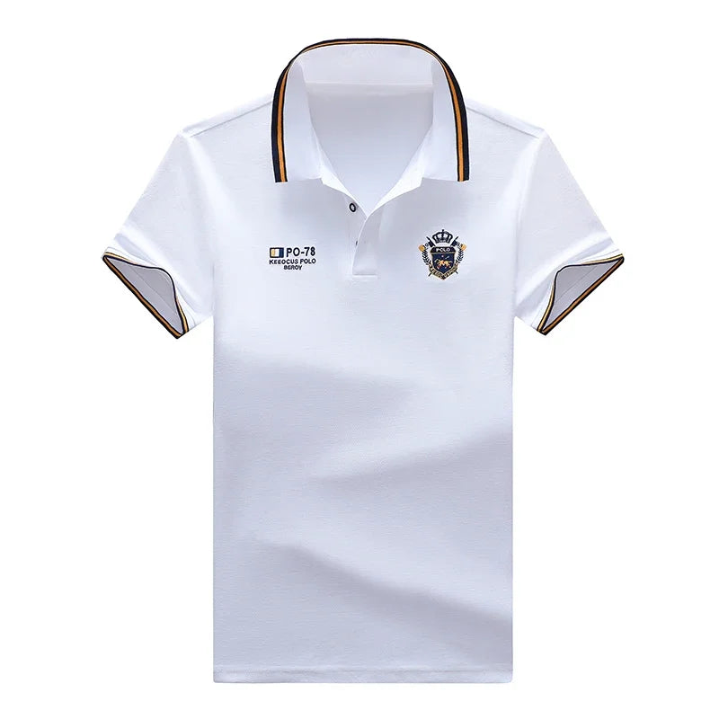 Sommer männer Casual Stickerei Kurzarm Polo-Shirt Neue Mode Einfarbig Top