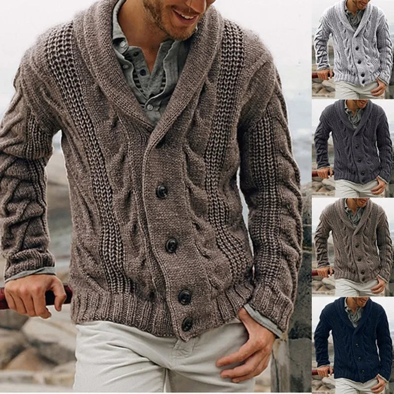 Herren Herbst Jacke Übergangsjacke Sweatjacke Sweater Strickjacke mit Zopfmuster