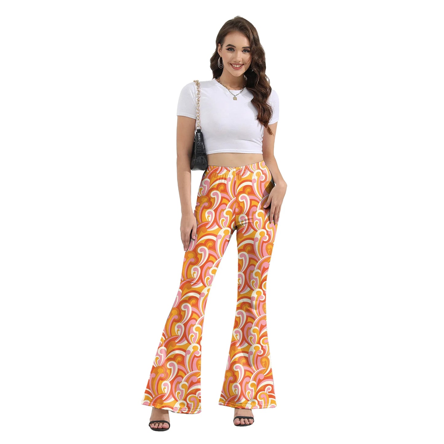 Pantaloni Yoga donna a gamba larga Leggins Svasati Sportivi Fitness Tuta Retro