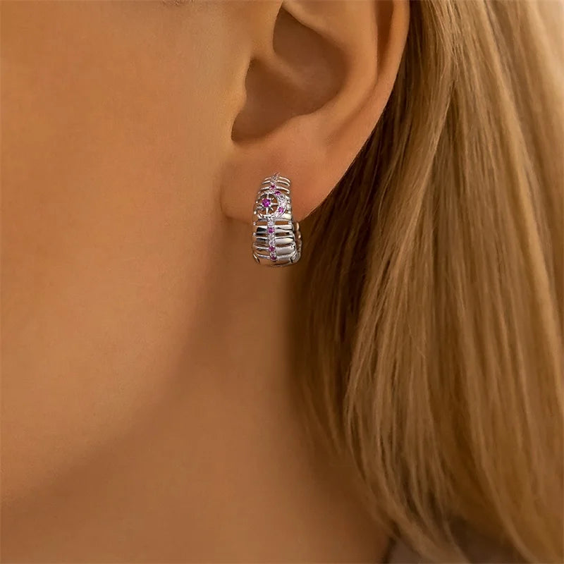 Creole Argento 925 Sterling Zirconi | Orecchini Eleganti Ipoallergenici Regalo