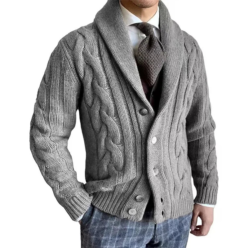 Herren Herbst Jacke Übergangsjacke Sweatjacke Sweater Strickjacke mit Zopfmuster