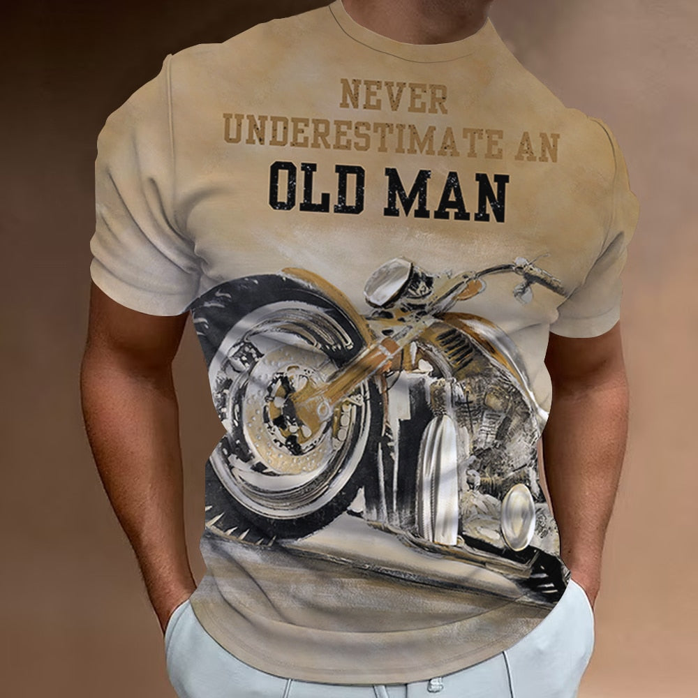 Herren Fashion Vintage Biker 3D T-Shirt Rundhals Unisex Sommer Streetwear