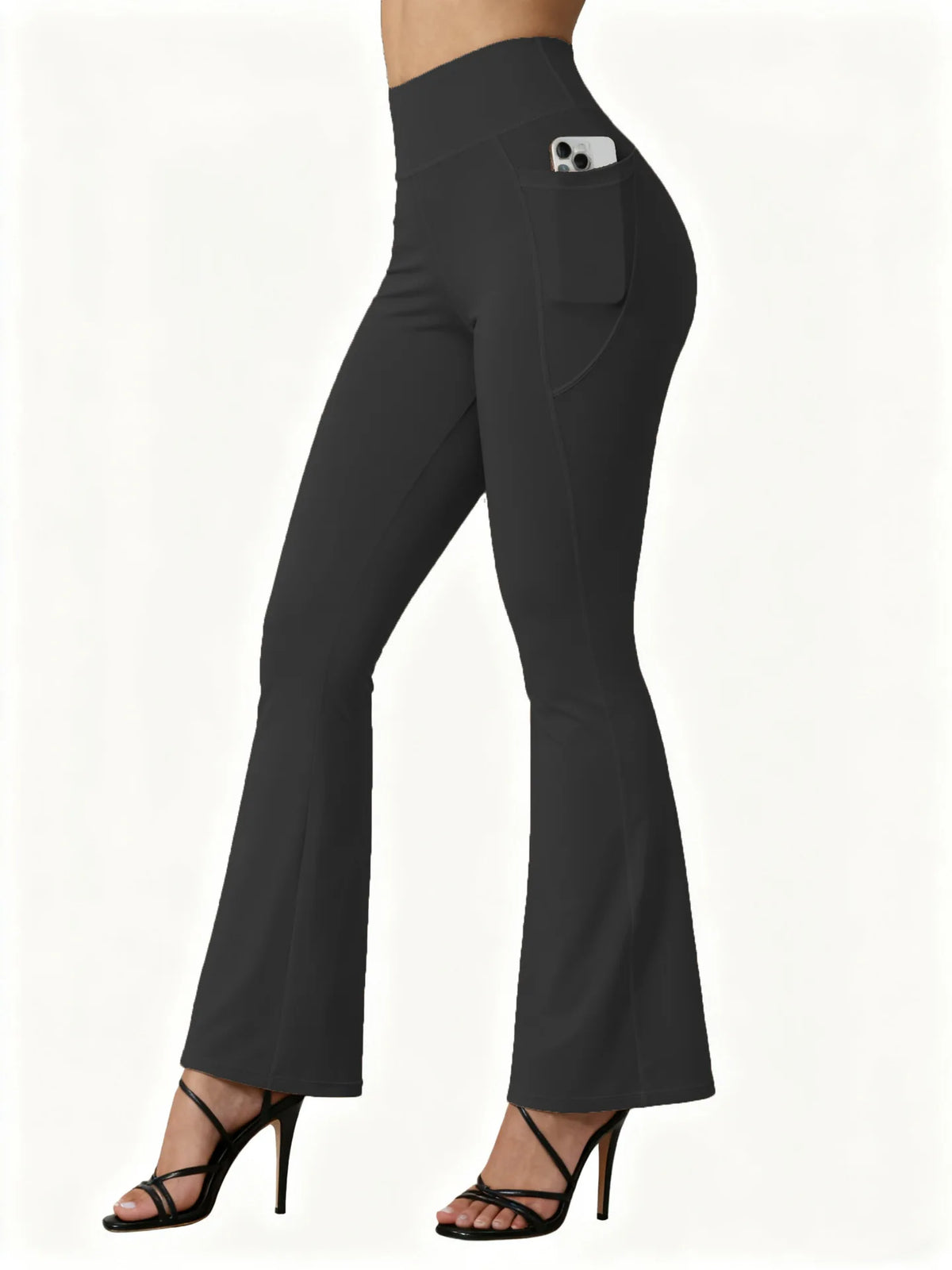 Yoga-Leggings Damen Hohe Taille Po-Lifting Weites Bein Taschen Übergröße