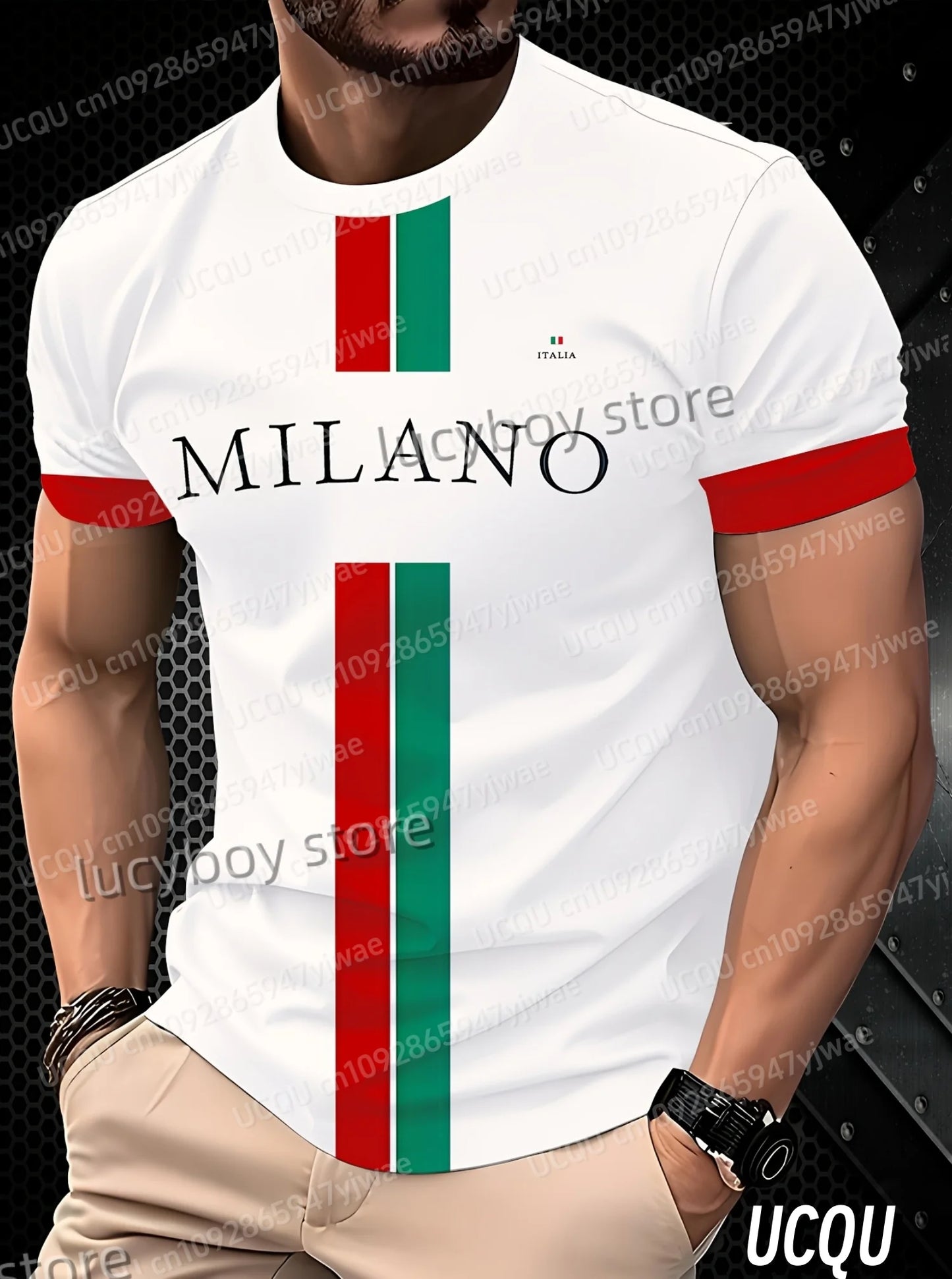 T-Shirt Uomo Manica Corta Italia Milano Maglietta Camicia Maglia Italy