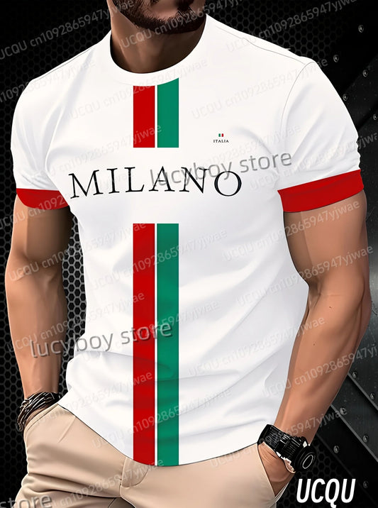 T-Shirt Uomo Manica Corta Italia Milano Maglietta Camicia Maglia Italy