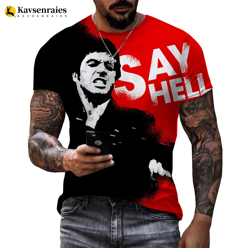 Herren Fashion Vintage 3D T-Shirt Rundhals Unisex Sommer Streetwear