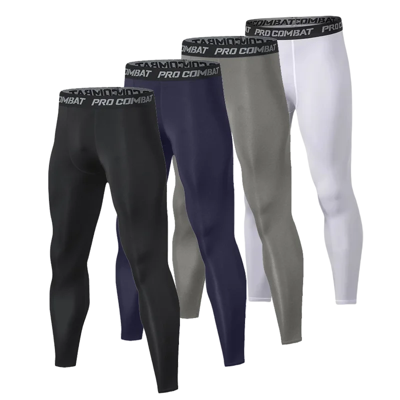 Pantaloni a Compressione da Uomo Leggings Calcio Corsa Palestra Leggins Calza