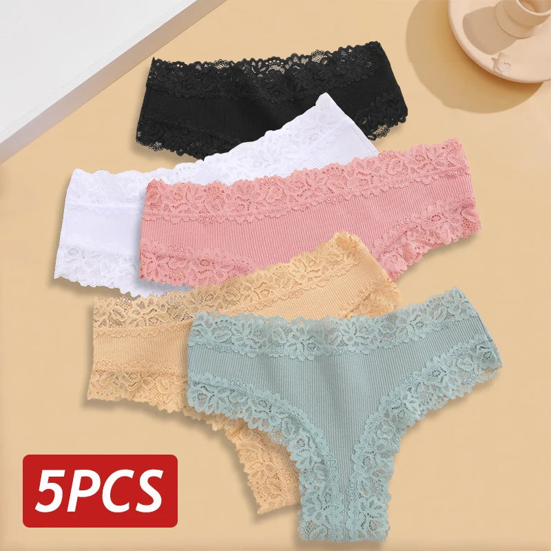 5Stk Frauen Spitze Tanga String Höschen Sexy Schlüpfer Slip Dessous Unterwäsche