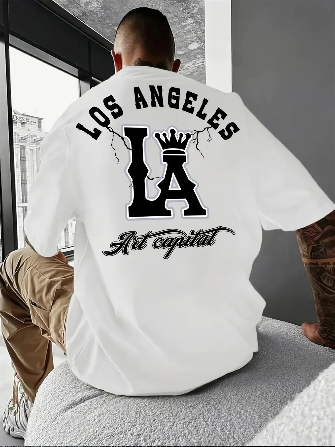 Herren T-Shirt Los Angeles Shirt Rundhals Streetwear Tank Top Hemd Polohemd
