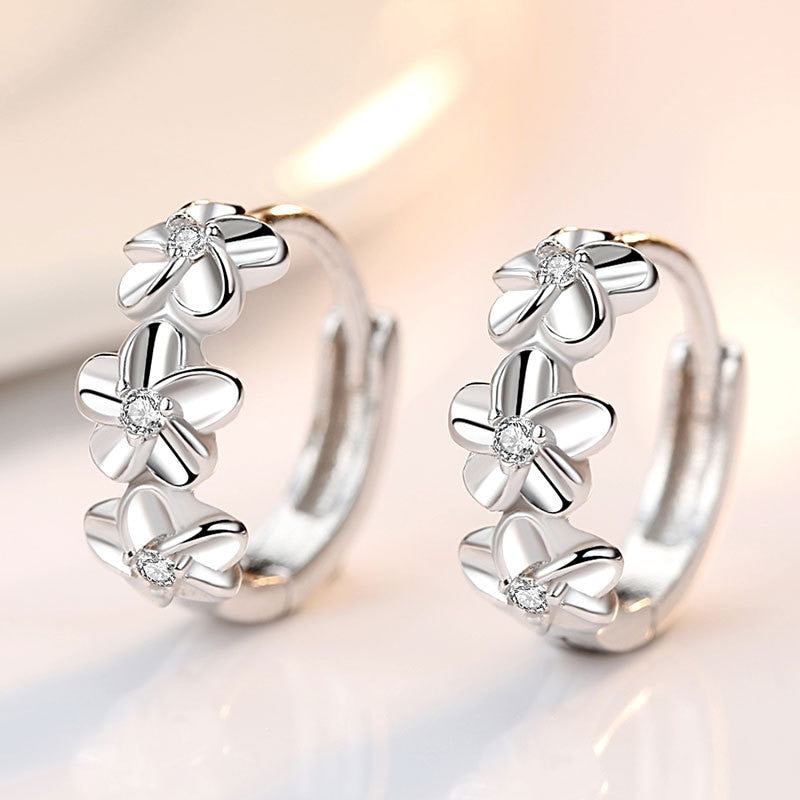 1 Paar Creolen aus 925 Sterling Silber Ohrringe Zirkonia Ohrstecker NEU