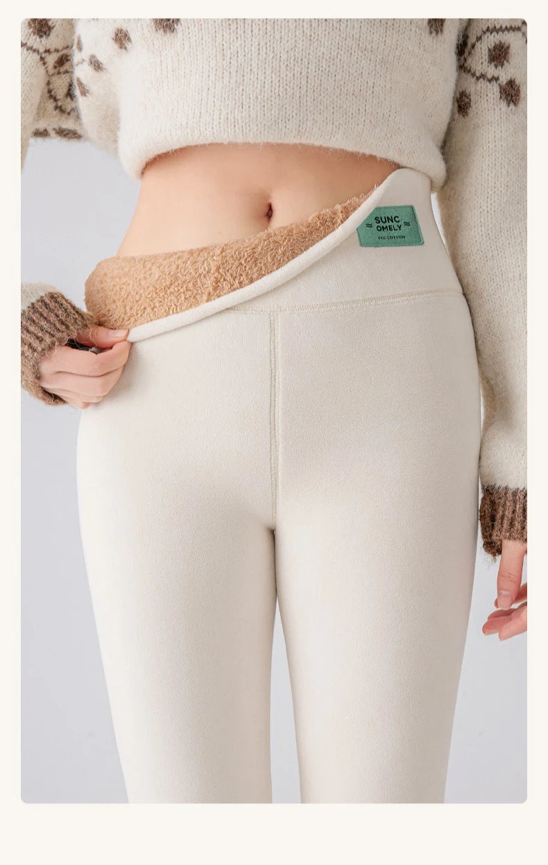 Frauen Hose Winter Leggins Warm Thermohose Innenfleece Blickdichte Strumpfhose