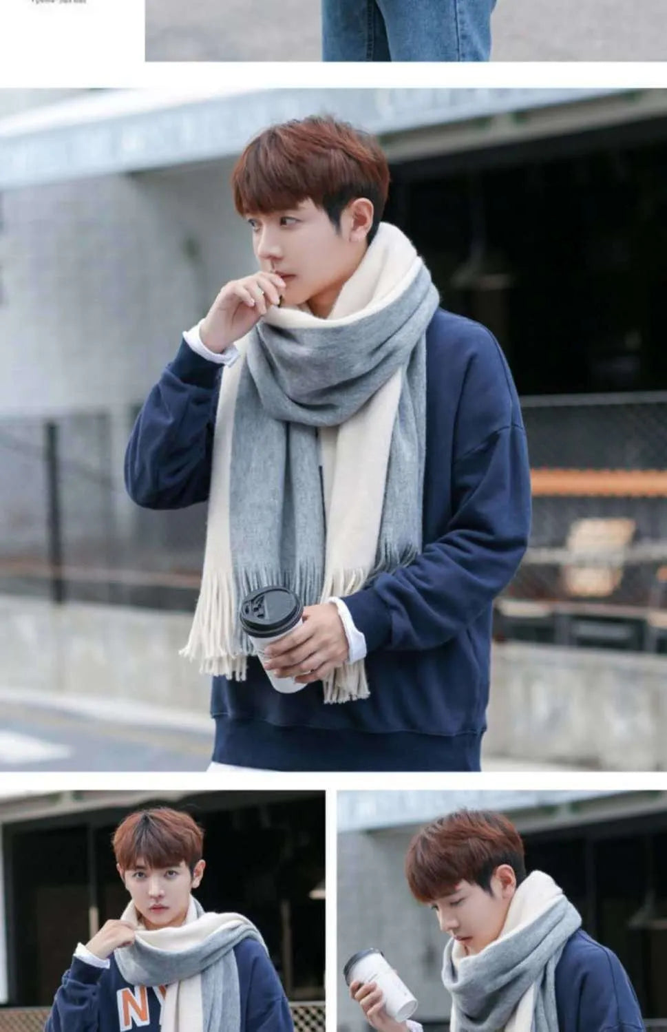 Herren Schal Winterschal Stola Schlauchschal Halstuch Wollschal Strickschal Loop