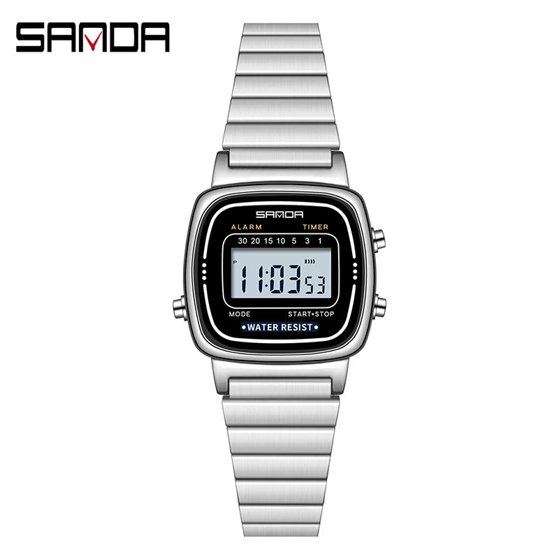 Damen Armbanduhr Armband Retro Digital Uhr Luxus Quarz Gold Quarzuhr LED-Anzeige