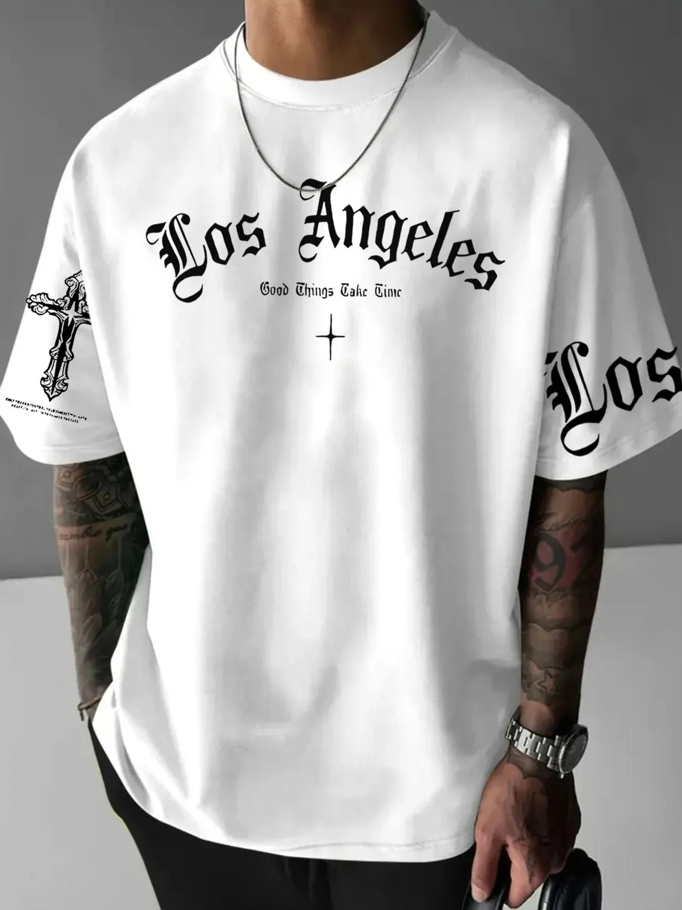 Herren T-Shirt Los Angeles Shirt Rundhals Streetwear Tank Top Hemd Polohemd