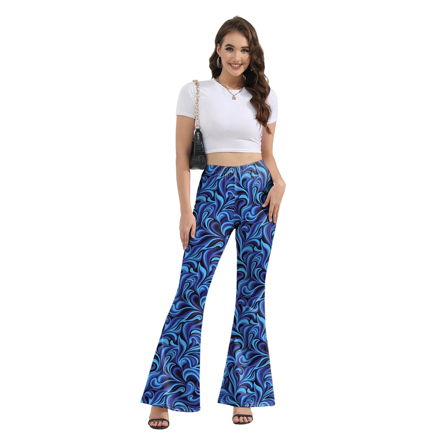 Pantaloni Yoga donna a gamba larga Leggins Svasati Sportivi Fitness Tuta Retro