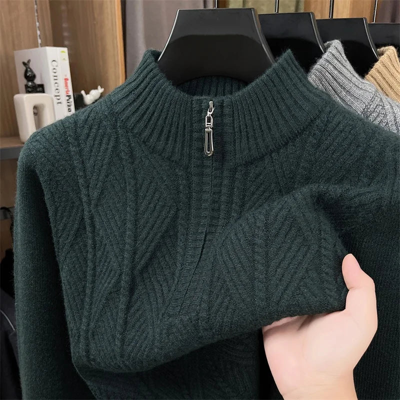 Herren Pullover Sweatshirt Troyer Pulli Sweater Stehkragen Zipper Langarmpulli