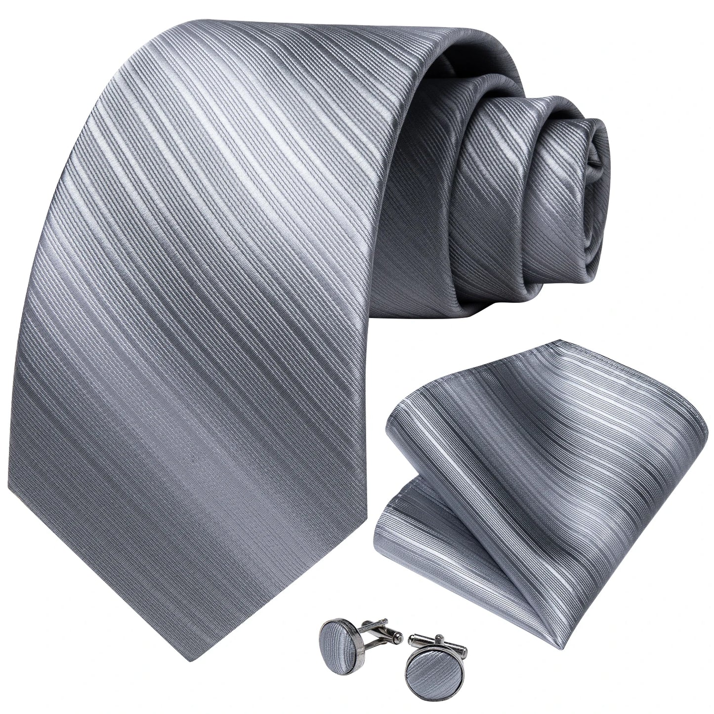 Fashion Seide Krawatte Grau Silber Herren Hochzeit Konfirmation Männer Business
