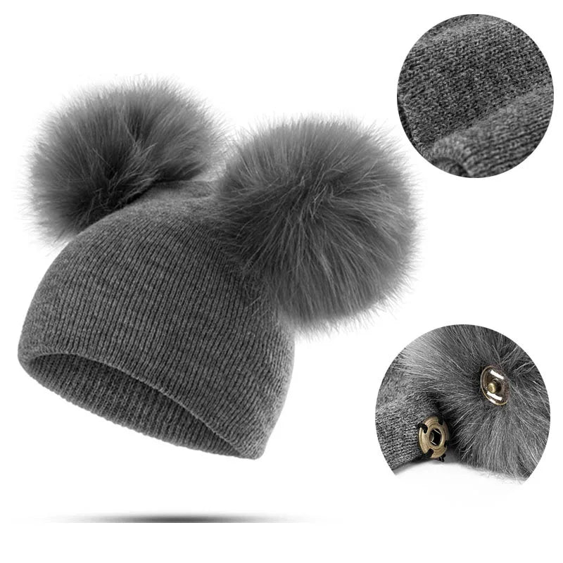 Baby Wintermütze Mädchen Jungen Kinder Strickmütze Babymütze Pudelmütze Mütze