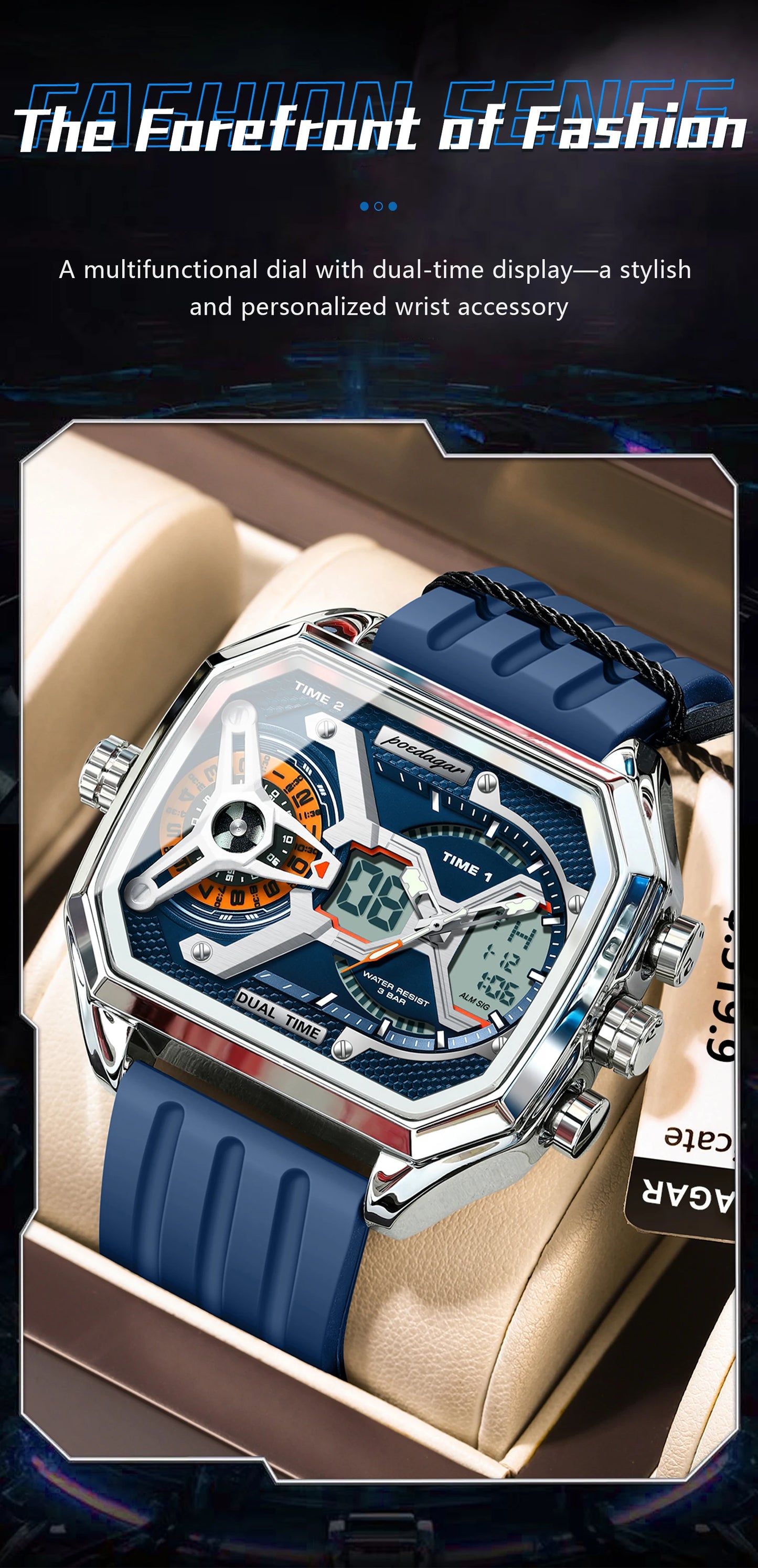 Orologio Uomo Quarzo Acciaio Inossidabile Orologio digitale Cronografo sportivo