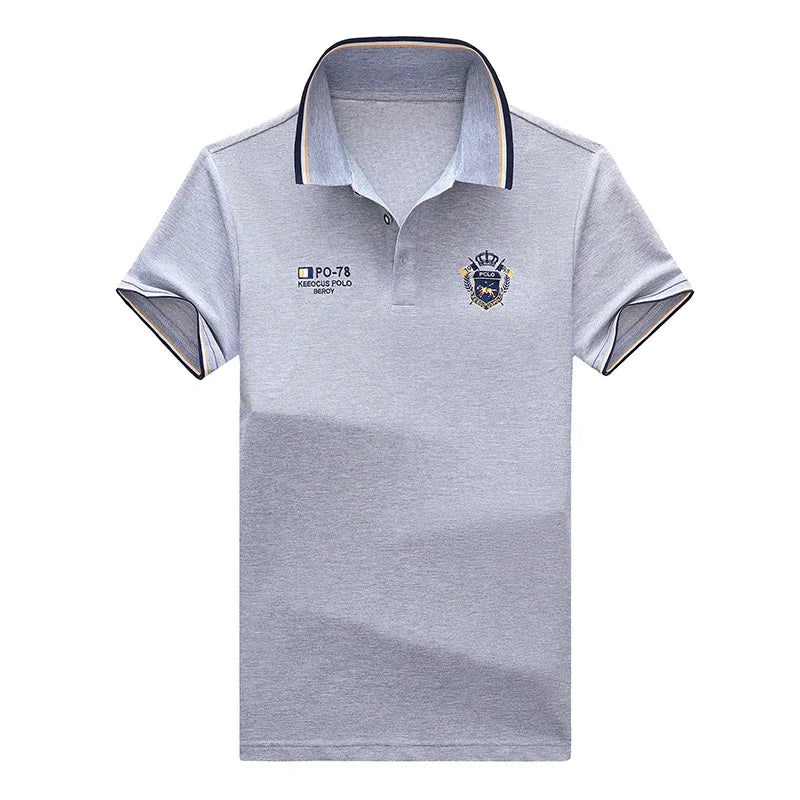 Sommer männer Casual Stickerei Kurzarm Polo-Shirt Neue Mode Einfarbig Top