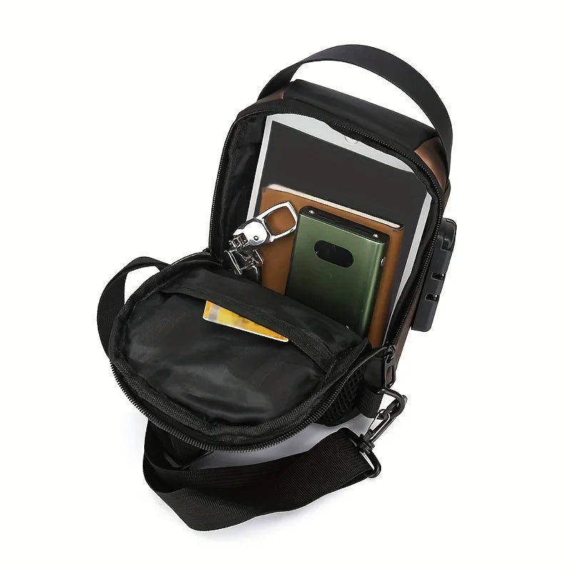 Zaino Monospalla Borsa Da Petto Marsupio Per Uomo Borsello Moto con Porta USB