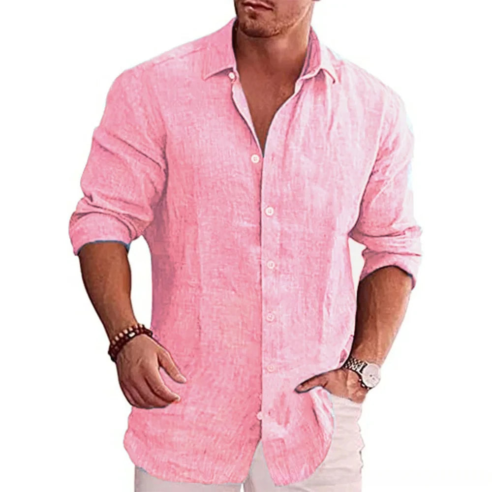 Herren Hemd Poloshirt Leinenhemd Kurzarm T-Shirt Leinen Polohemd Freizeithemd