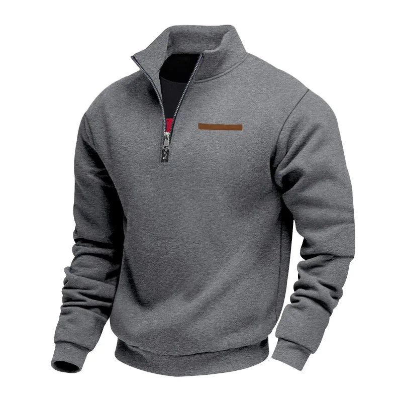 Herren Pullover Fleece Sweatshirt Troyer Pulli Sweater Stehkragen Langarmpulli