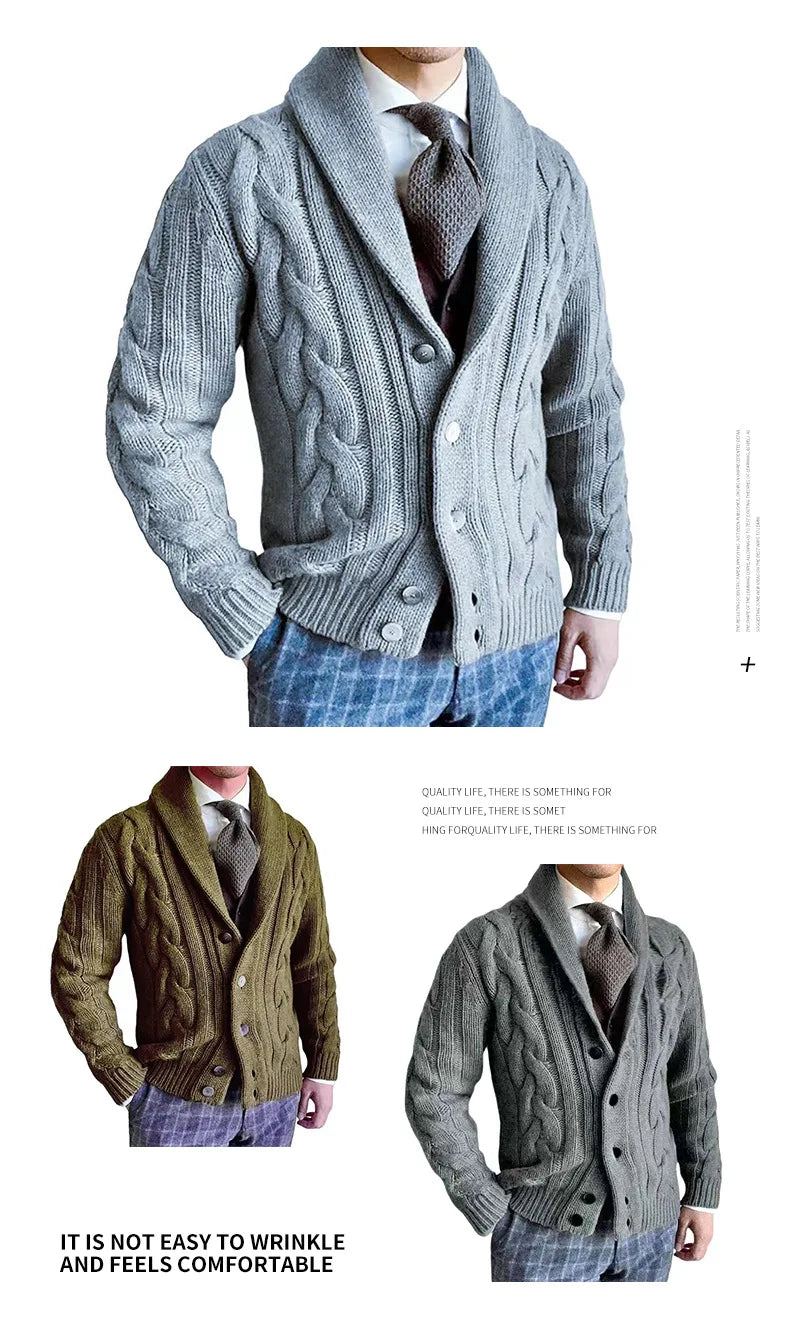 Herren Herbst Jacke Übergangsjacke Sweatjacke Sweater Strickjacke mit Zopfmuster