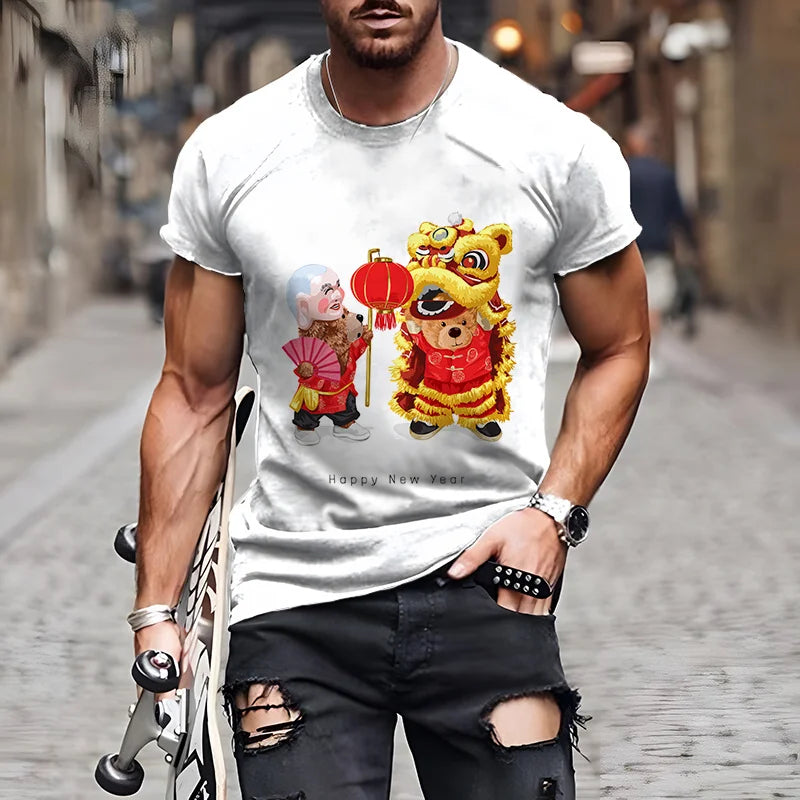 Fashion Herren Shirt Funny Baby Bear T-Shirt Rundhals Tops Sommer Streetwear