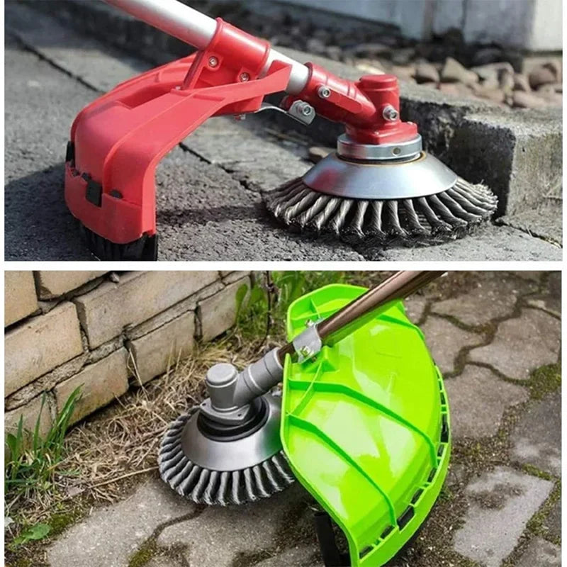 Stahl Aufsatz Rasentrimmer Kopf Rasen Trimmer Bürste Unkrautbürste Gartengerät