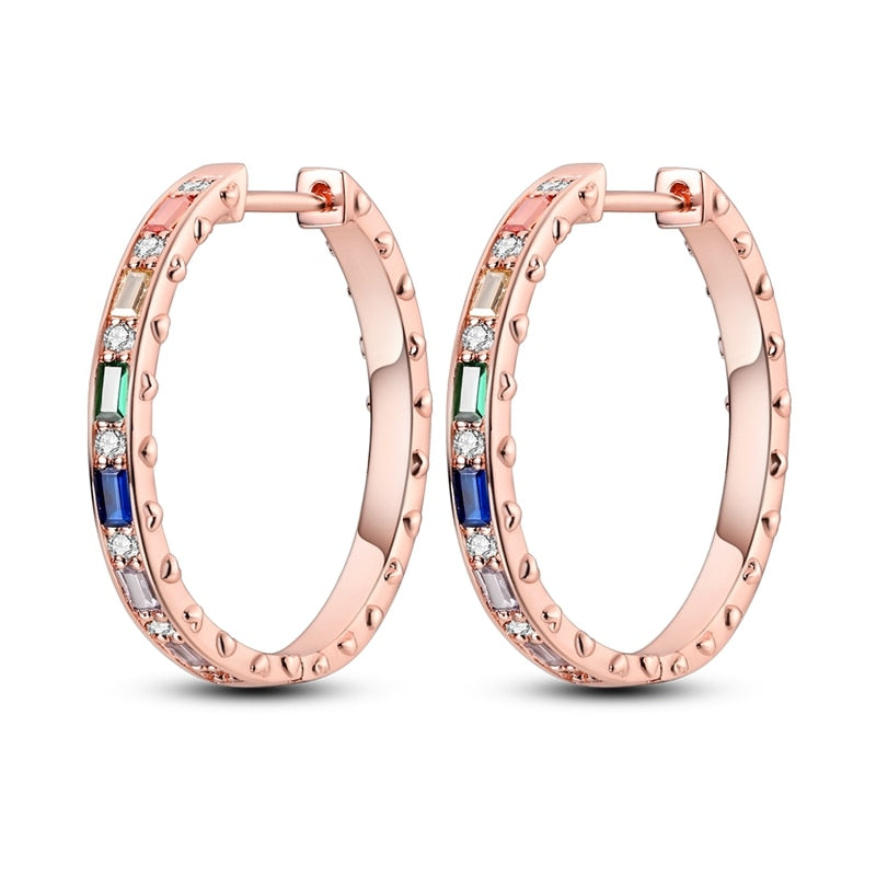 1 Paar Creolen aus 925 sterling Silber Rosegold Ohrringe Zirkonia Ohrstecker