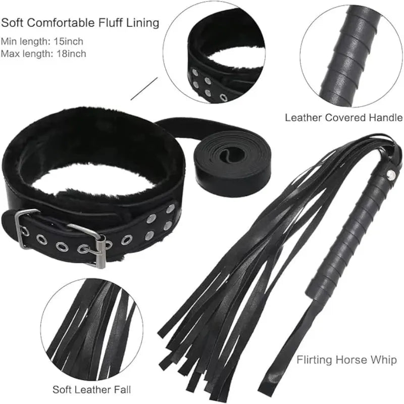10Stk BDSM Bondage Set Fesselset SM Peitsche Halsband Handschellen Sexspielzeug
