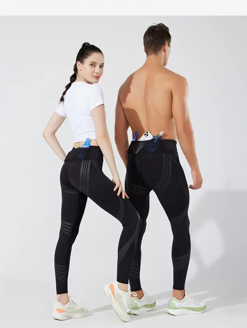 (S-2XL) Herren-Lauf-Kompressionsstrumpfhose, hochelastisch, schnell trocknend, Trainingshose mit Netztasche auf der Rückseite, Fitnessstudio, Training, enge Sporthose