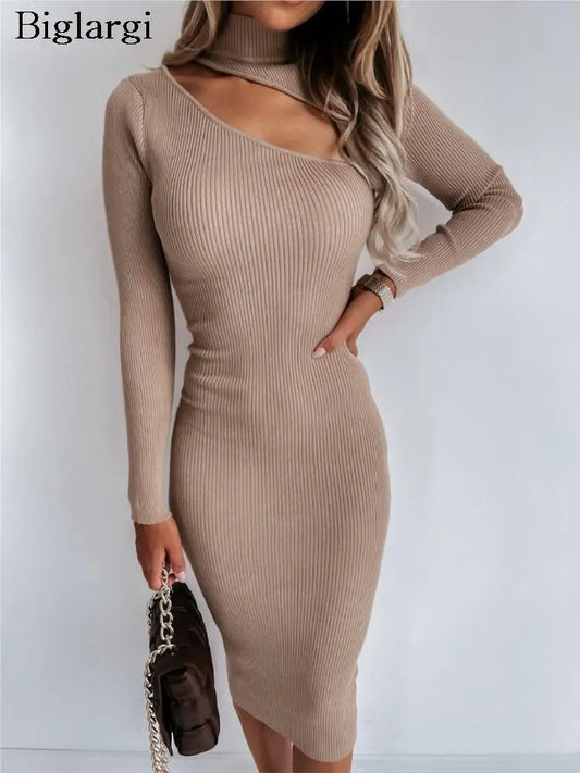 Damen Wollkleid Stiefelkleid Herbstkleid Winterkleid Strickkleid Longpullover