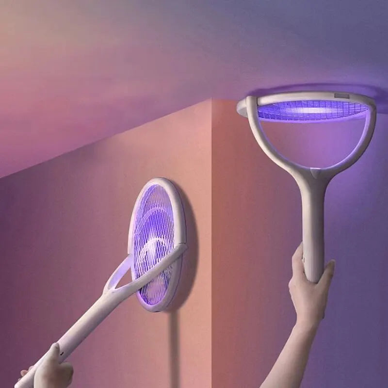 5 in 1 Mückenklatsche Elektrische Fliegenklatsche Insektenfalle Akku UV-Licht