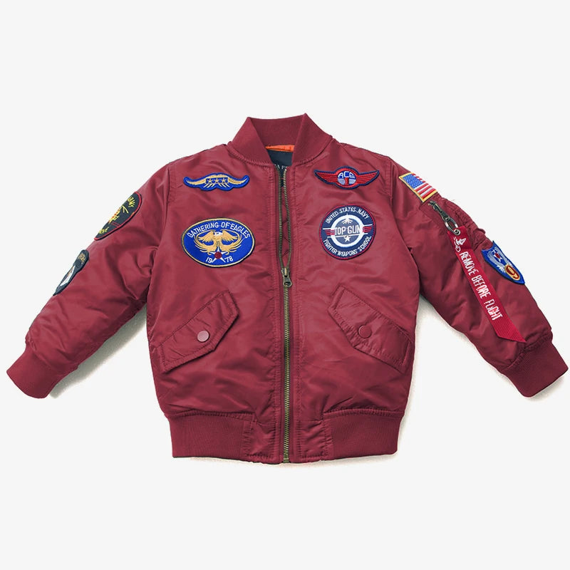 Jungen Mädchen Kinder US Army Ma-1 Bomber Jacke Fliegerjacke Pilotenjacke
