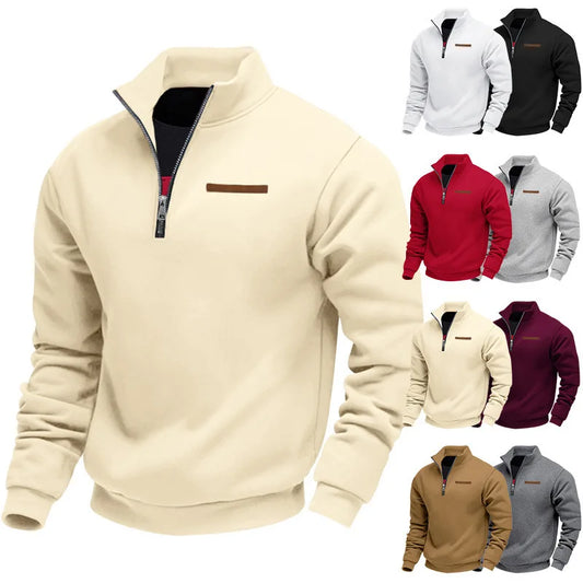 Herren Pullover Fleece Sweatshirt Troyer Pulli Sweater Stehkragen Langarmpulli