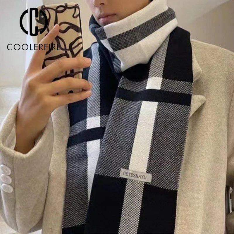 Herren Schal Winterschal Stola Schlauchschal Halstuch Wollschal Strickschal Loop