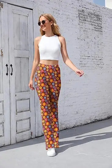 Pantaloni Yoga donna a gamba larga Leggins Svasati Sportivi Fitness Tuta Retro